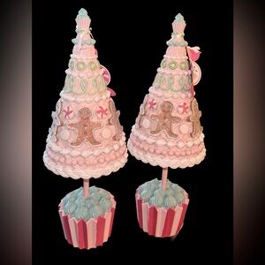 New peppermint square gingerbread candy cupcake Christmas trees! Set of 2